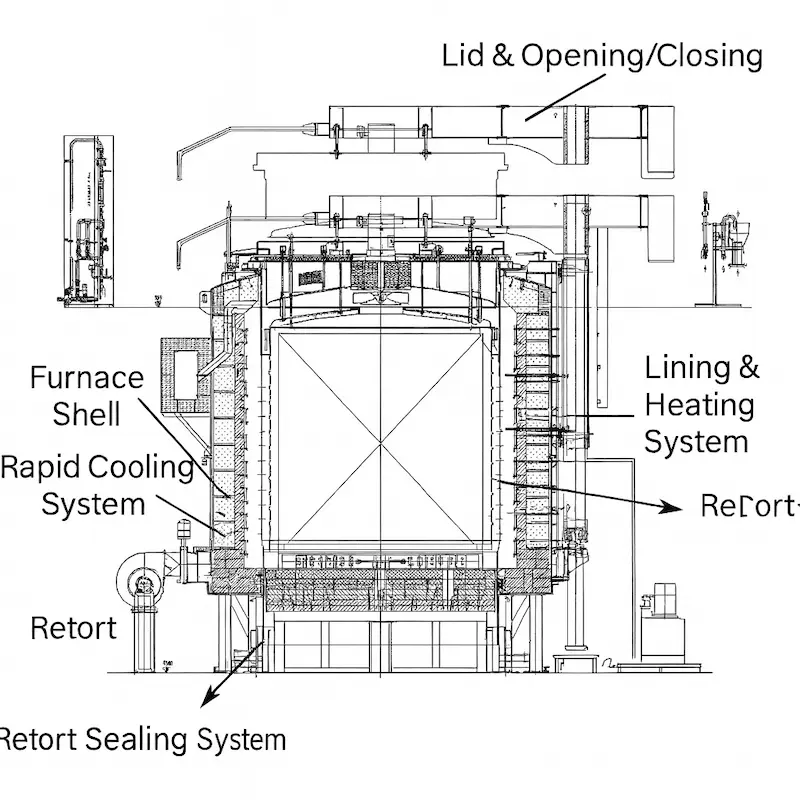 Structural diagram of the large pit-type carburizing furnace